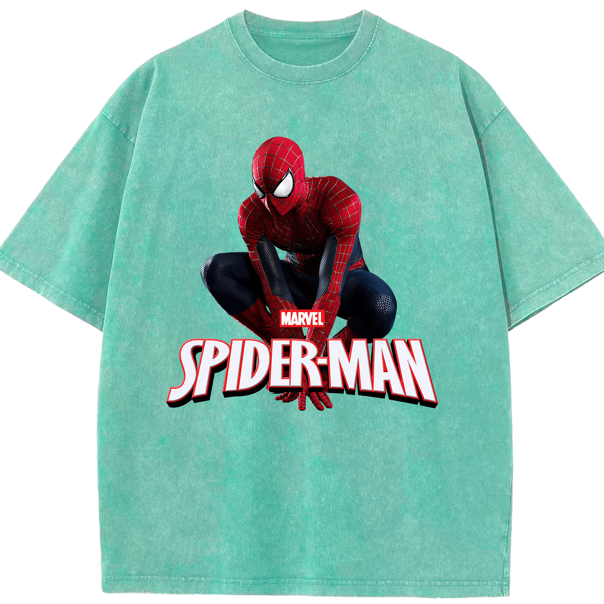 （画像用） Spider Man スパイダーマン 綿100% ヴィンテージ風 半袖Tシャツ（フロントプリント）